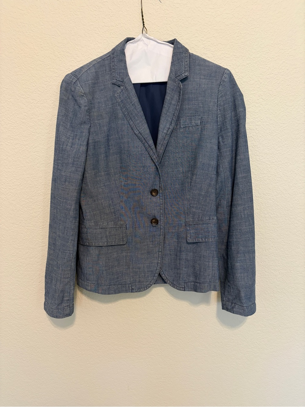 J. Crew Chambray-Style Blue Two-Button Blazer 4
